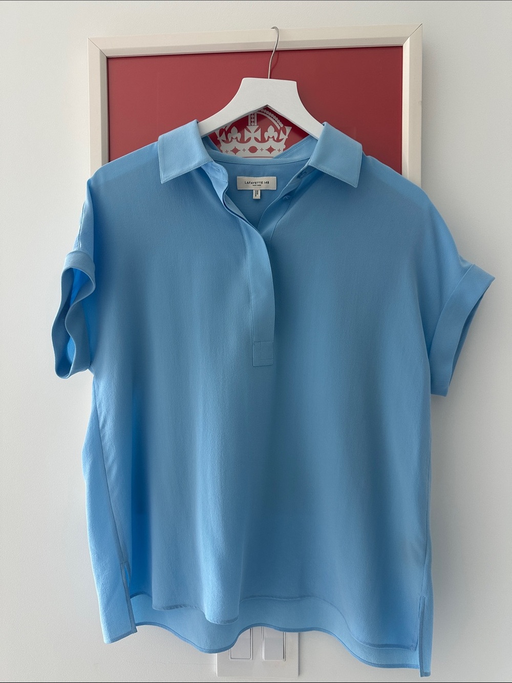 Lafayette 148 New York Sky Blue Silk Blouse - Medium